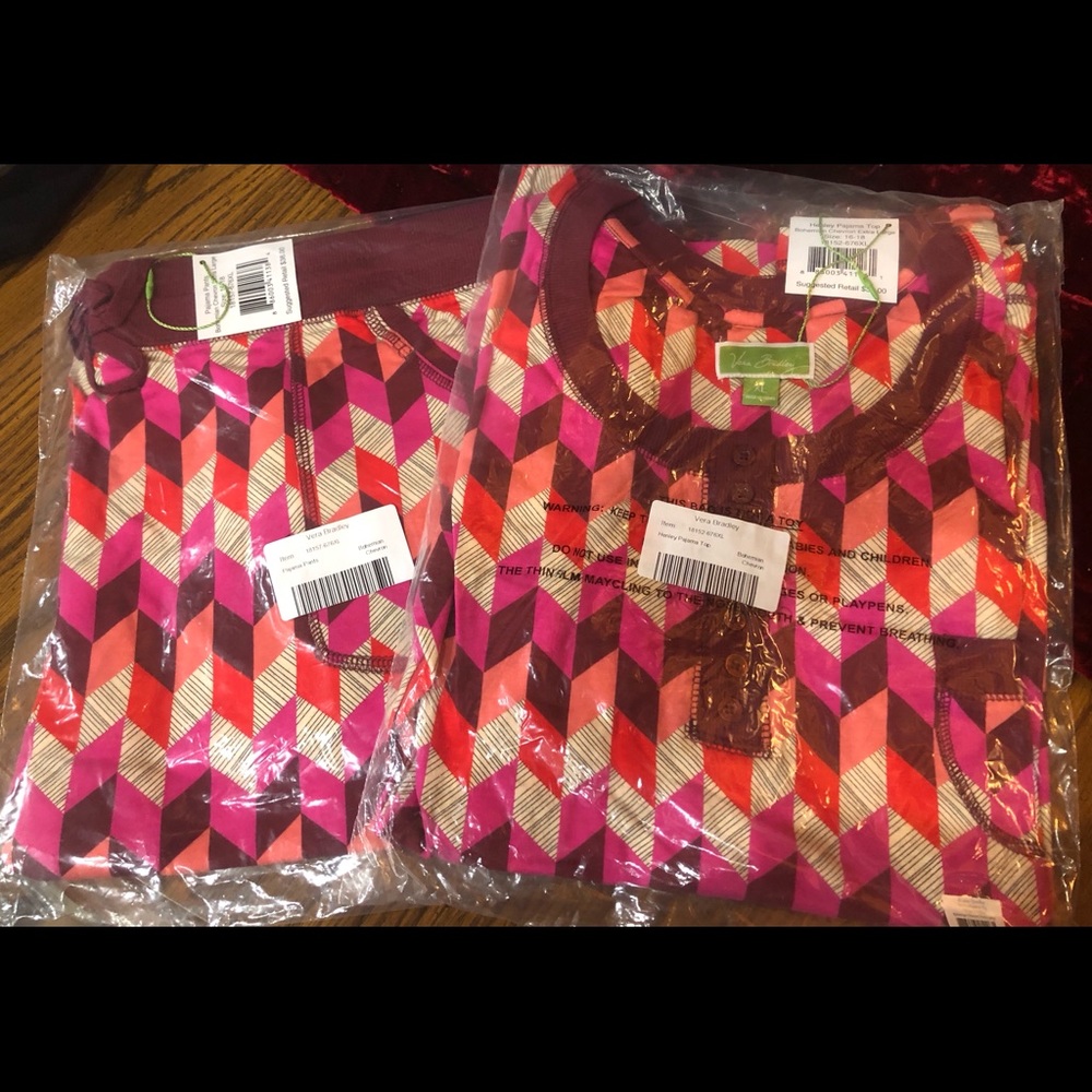 Vera Bradley Pajama Pants & Henley Top New Size XL